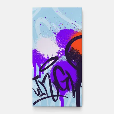 Produktbild von ARTHUB® Leinwandbild 40x80 cm, Blue Purple Graffiti | Wohnzimmerdekoration, Hängende Bilder, Wanddekoration, Heimdekoration, Moderne, Graffiti
