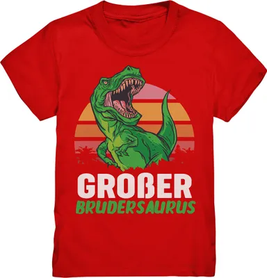 Produktbild von Dino T-Rex Großer Bruder T-Shirt – Red / 122/128 (7-8)