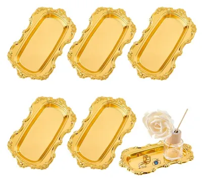 Productafbeelding van Set van 6 Gouden Dienbladen voor Organisatie en Decoratie