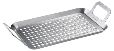 Grillpfanne platt, kompakt, Edelstahl, 32,5 x 19 cm, spülmaschinengeeignet