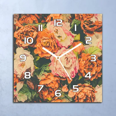 Produktbild von Deko Glasuhr Wanduhr 30x30 Blumengarten Pastell Quarz Küchenuhr Bürouhr