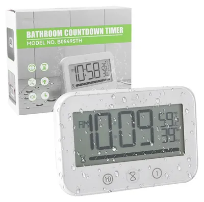 Produktbild von Badezimmeruhr mit Saugnapf, wasserdichter Dusch-Timer, Temperaturanzeige, Luftfeuchtigkeitsanzeige, für Dusche