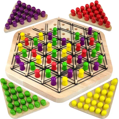 Image de Omgoods - Jeu d'échecs triangulaire pour 2 à 4 joueurs, avec un plateau en bois durable