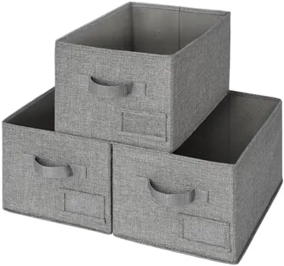 Produktbild von PromoHome® Set von 3 faltbaren Stoff-Aufbewahrungsboxen – Große Aufbewahrungsbehälter für Schrankorganisation, Kleidung und Spielzeug