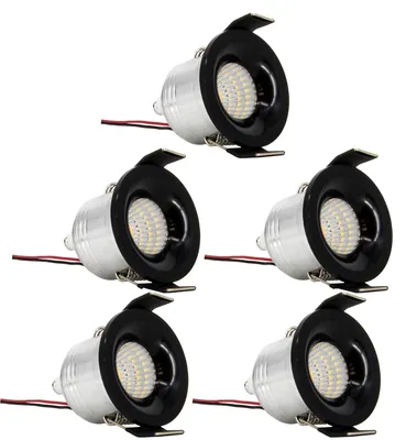 Produktbild von PremiumX 5x LED Mini Spotlight schwarz Einbaustrahler 3W 240V Deckenspot