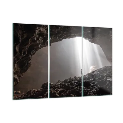 Produktbild von Bilder auf glas - 3 Teile - Höhle Morgendämmerung Frau - 165x110cm - Glasbilder - Wandbilder - Bilder - Wanddekoration aus Glas - Glas Bilder - Wandbild auf Glas - GCE165x110-4468
