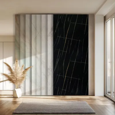 Produktbild von HEXIM Marmorplatten Optik 2 Stück 280x122 cm SPC Kunststoff Innen & Außenbereich Granit Steinoptik - Duschrückwand Küchenrückwand Spritzschutz Natursteinoptik schwarz (6,84 m² 8271) A-Serie