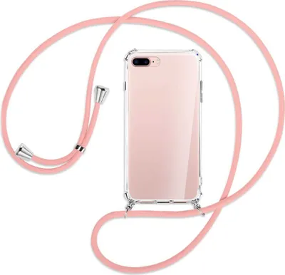 Produktbild von Handykette Backcover-Schutzhülle mit Band (Metall silberfarben) für Apple iPhone 7 Plus / 8 Plus - rosa