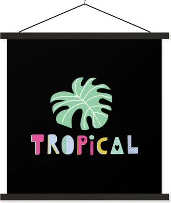 Produktbild von MuchoWow® Textilposter Sommer - Tropisch - Blatt 90x90 cm mit schwarzem Rahmen - Magnetisches