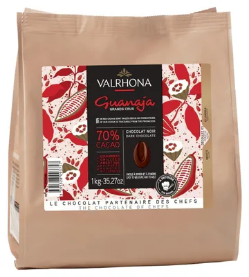 Image de Valrhona Guanaja 70% Pur Chocolat 1000g - Chocolat noir fin pour la pâtisserie