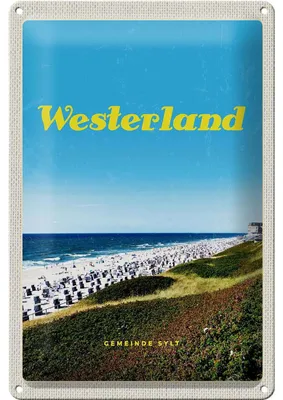 Produktbild von Blechschild Reise 20x30cm Westerland Strand Meer Strankörbe
