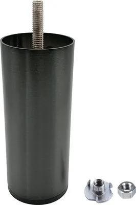 Produktbild von Famanu Möbelbeine rund dunkelchrom - 16 Stück, 12 cm Höhe, Ø 50 mm, M8-Schraube, Möbelbeine für Sofas