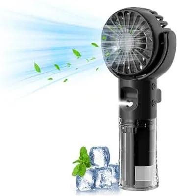 Produktbild von Handventilator mit Wasserkühlung, Tragbarer Handventilator USB Wiederaufladbarer, 4 Geschwindigkeiten, Mini Ventilator mit Wasserkühlung Hand, Ventilator Akku Hand Fan für Reisen Büro (Schwarz)