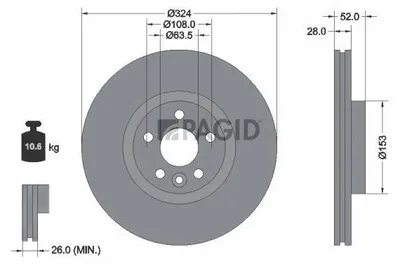 Produktbild von PAGID Bremsscheibe Vorne für VOLVO XC60 (156) 324mm 55932NHC