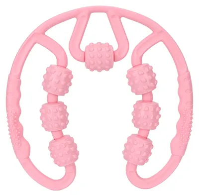 Produktbild von Bein-Massagerolle, 7 Rollen, rundum massierend, lindert Muskelkater, Rollen für Waden, Oberschenkel, Rosa