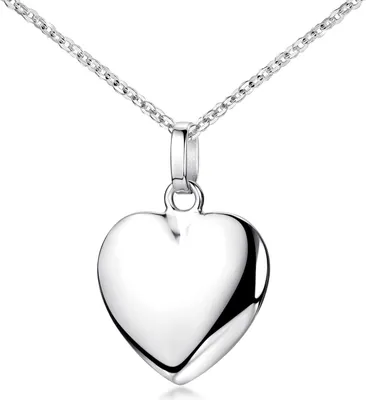 Produktbild von MATERIA by Matthias Wagner Herz Anhänger mit Kette aus 925 Sterling-Silber rhodiniert mit Schmuck Etui KA-272-Silber