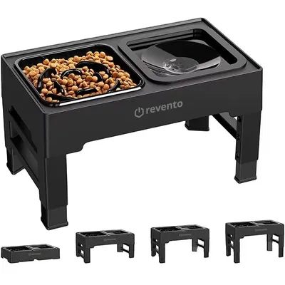 Produktbild von REVENTO® Erhöhter Hundenapf Einstellbar 1,4L- Hundebar Futterstation Hund Groß Napferhöhung Hunde Hundefressnäpfe Erhöht 4 Stufen der Höhenverstellung