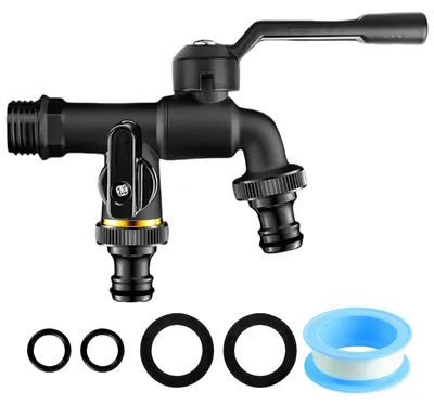 Image de Robinet de jardin double en laiton avec 2 sorties