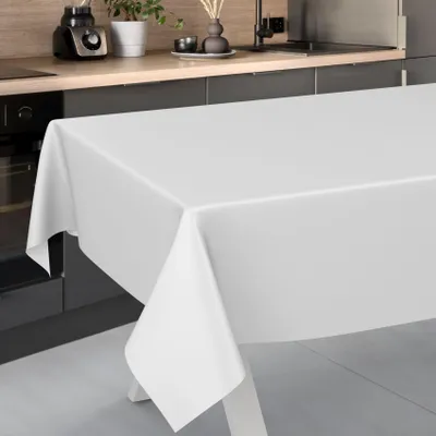 Produktbild von Tischdecke Textil-Optik UNI Weiß 180x120cm Schnittkante Wachstuch abwaschbar