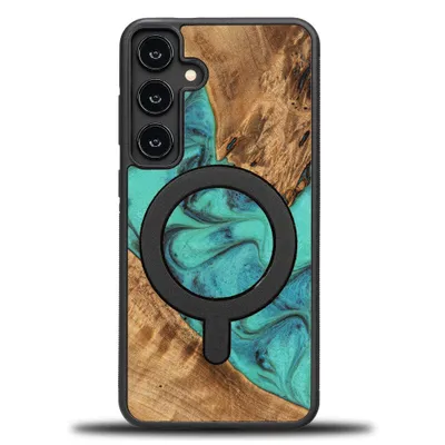 Produktbild von Holzhülle Bewood Unique - Turquoise für MagSafe für Galaxy S24 Plus