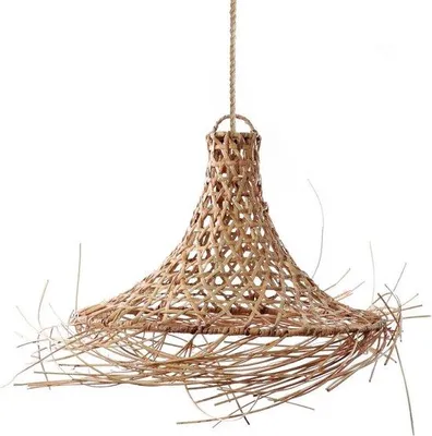 Image de Lampe bohème - 40 cm x 40 cm x 30 cm - Rotin - Style côtier - Créatrice d'ambiance