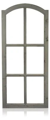 Produktbild von Deko Vintage Stallfenster im Landhausstil - Holzfenster mit Halbbogen ohne Scheiben - Wanddeko aus Holz