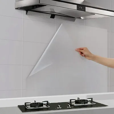 Produktbild von Selbstklebend Folie Transparent, Ölfester Wandaufkleber Küche klebefolie Transparent Tapete Wasserdichte Tapete für Schrank, Möbel, Tische