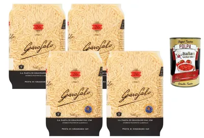 Produktbild von Italian Gourmet Pasta Orzo 4 x 500 g – Italienische Reisform-Pasta aus Hartweizengrieß, ideal für Suppen, Salate & mediterrane Rezepte, al dente Genuss + Italian Gourmet Polpa