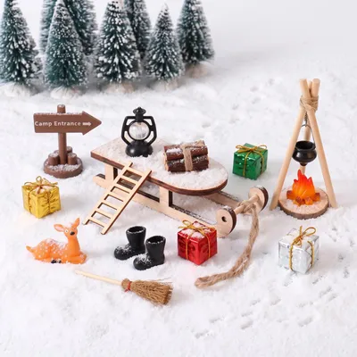 Wichtel-Set 19-teilig mit Zubehör für Weihnachtsdeko