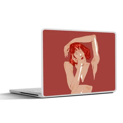 Produktbild von MuchoWow® Laptop Aufkleber Sticker Cover Frau - Rot - Abstrakt - Porträt 25x18 cm - Laptop-Deko
