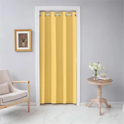 Obrázek produktu pro Záclona na dveře, nepropouštějící světlo, žlutá, 120x200 cm, polyester
