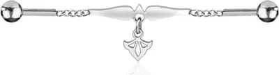 Produktbild von viva-adorno Industrial Piercing Scaffold Kette Anhänger Lilie Lotus Ohr Piercing gold silber Z595, Lilie silber