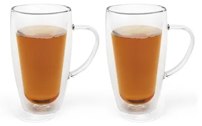 Doppelwandige Gläser mit Henkel, 2er-Set, 400 ml, Borosilikatglas