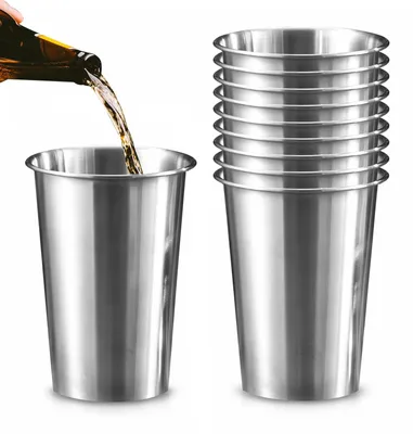 Obrázek produktu pro Nerezové kelímky, objem 500 ml, 10 kusů, nerezové, bez ucha, vhodné pro domácí použití