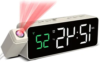 Produktbild von Projektionswecker – Digitale Uhr – Weckerfunktion – 180 Grad Projektion – 175 cm – Schwarz