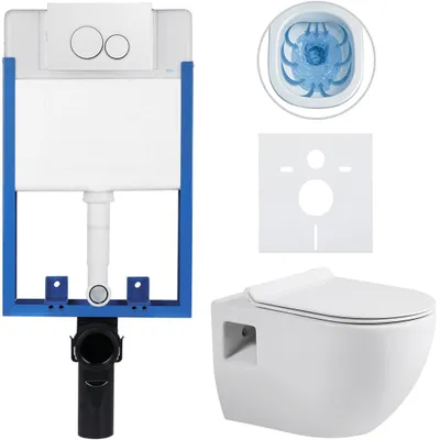 Obrázek produktu pro Kompletní podomítkový WC set Lite/Dure - bílá lesklá - WC tlačítko Duo, bílá - k zazdění - 51x35 cm