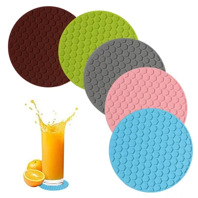 Produktbild von Silikon Untersetzer, Untersetzer gläser, Silikon, Anti-Rutsch Untersetzer, Anti-Überlauf-Design, für Getränke, Bar, Kaffee,(Stil:Stil 2;)