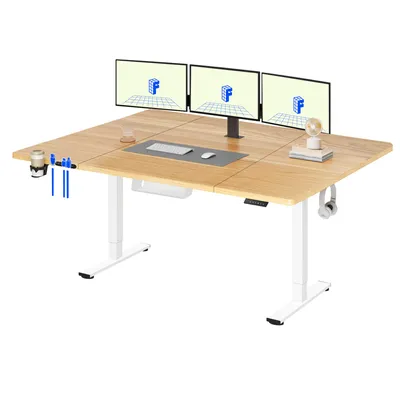 Zdjęcie produktu dla FLEXISPOT QE1 Biurko z regulacją wysokości 180 x 80 cm, 4 funkcje pamięci, ochrona przed kolizjami, nośność 70 kg, haczyki, system zarządzania kablami (klon)