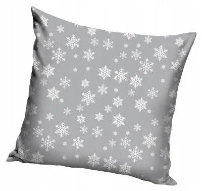 Produktbild von CARBOTEX Dekorative Weihnachts-Kissenhülle Schneeflocken Grau 40x40 cm
