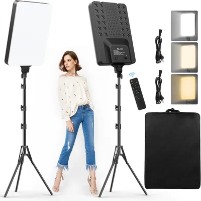 Zdjęcie produktu dla Zestaw oświetlenia wideo LED - lampa wideo - lampa studyjna - lampa fotograficzna - światło wideo - zestaw składający się z 2 lamp o wymiarach 24 cale