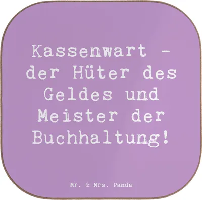Produktbild von Mr. & Mrs. Panda Quadratischer Untersetzer Spruch Kassenwart Meister - Lavendeltraum - Geschenk, gläseruntersetzer, Berufsprodukte, Holzuntersetzer, Berufsalltag, Coaster