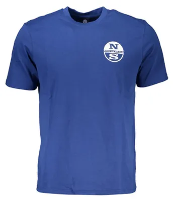Produktbild von Herren Kurzarm-T-Shirt in Blau mit Rundhals und Logo-Druck