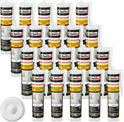 Produktbild von Isolbau Fassaden-Acryl - 20 x 300 ml Acryl-Dichtstoff mit Körnung zum Füllen von Rissen & Fugen im Innen- & Außenbereich - Weiß