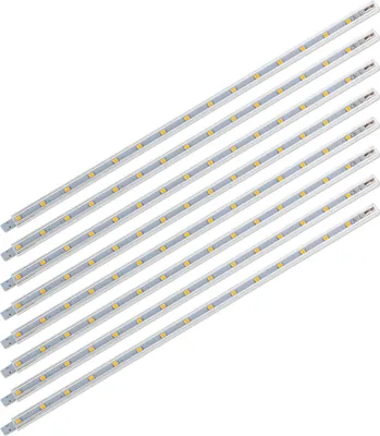 A set of LED light strips arranged diagonally on a white background.