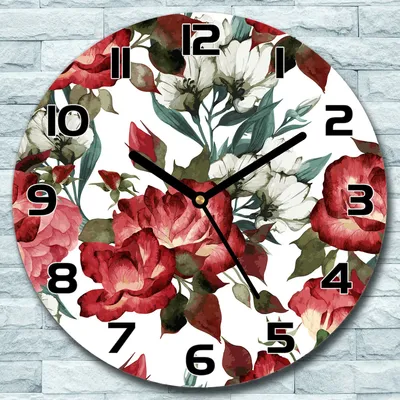 Produktbild von Wanduhr aus Glas Rund fi 30 Aquarell Romantisch Quarz Deko Schlafzimmer Büro