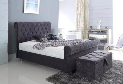 Produktbild von Chesterfield Design Samt Bett Luxus Textil Betten Schlafzimmer Doppel 180x200cm