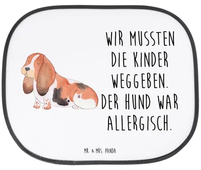 Produktbild von Mr. & Mrs. Panda Sonnenschutz für Autoscheiben Hund Basset Hound - Weiß - Geschenk, Auto, Niedlich, Pkw, Sonnenblende, blendschutz, Kinderlos, Autosonnenschutz, Sprüche
