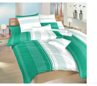 Immagine prodotto di Set di lenzuola in cotone egiziano, colore verde, dimensioni 140x200 cm e 70x90 cm