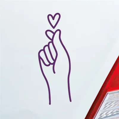 Produktbild von HUURAA! Auto Aufkleber K-POP Finger Heart Fingerherz Fun Sticker Heckscheibenaufkleber Autoaufkleber mit Musik Motiv 7x19cm