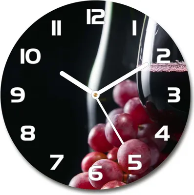 Produktbild von Wanduhr aus Glas 30fi Glasbild Glasuhr Gehärtetes Glas - weisse-zeiger - Grapes and wine